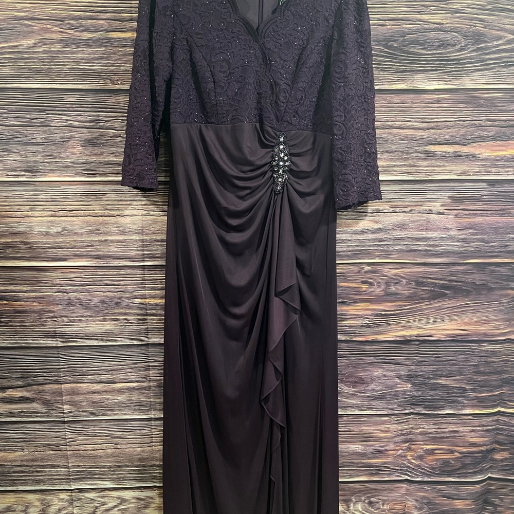 Alex Evenings Purple(Eggplant)Lace Evening Dress